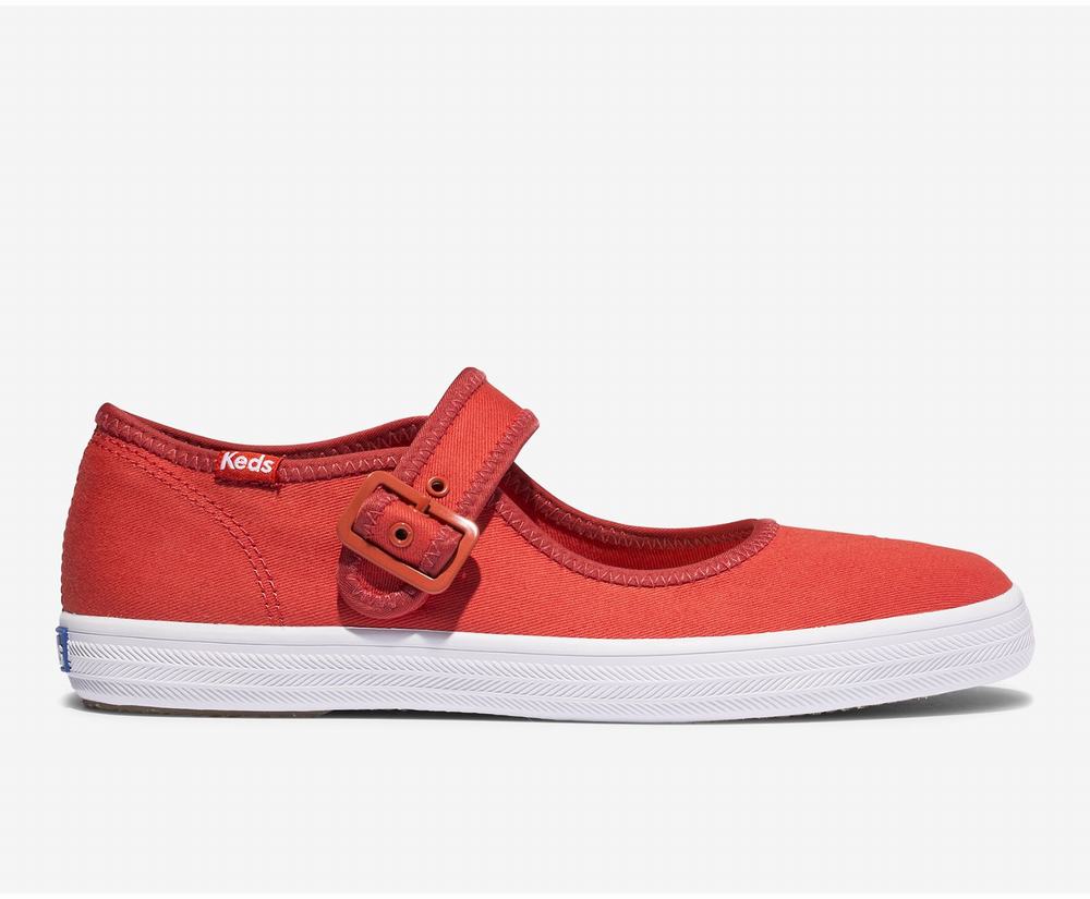 Women's Keds Champion Mary Jane Feat Organic Cotton Mary Jane Shoes Red 6017823SV - South Africa